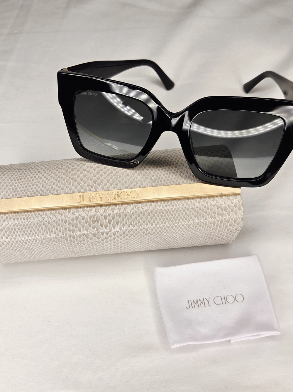 Jimmy Choo Black Oversized Cat-Eye Sunglasses